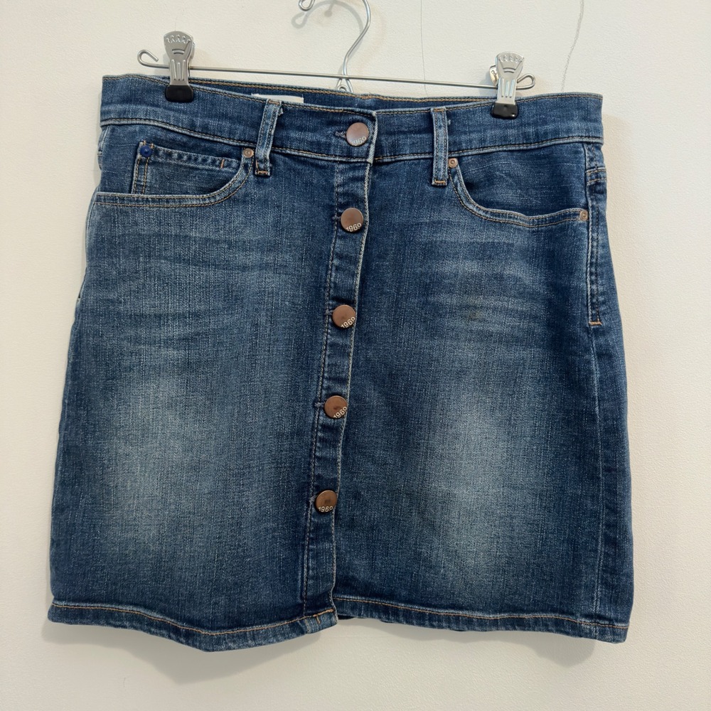 Gap 1969 Size 27 4 Blue Denim Button Front Mini Skirt Cotton Blend Y2K Classic